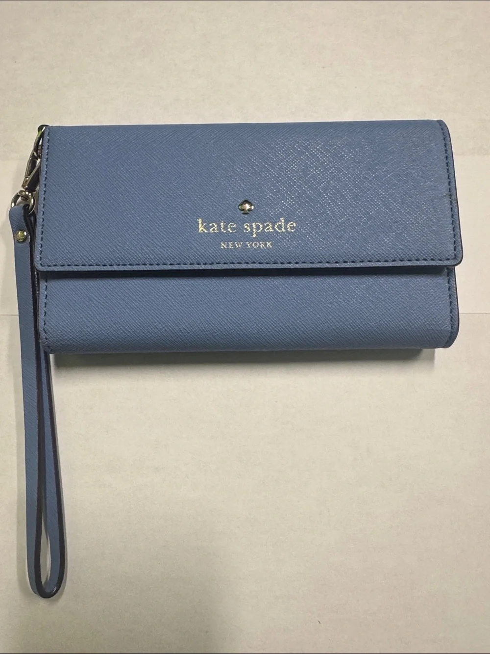 kate spade Blue Saffiano Wristlet Wallet with Detachable Strap - Picture 1 of 7